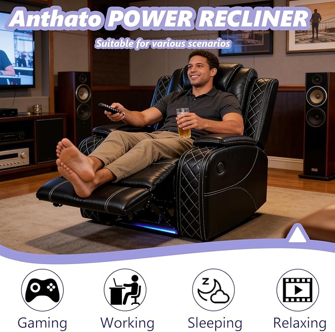 Power Reclining Sofa Set, Luxury Recliner Sofa & 2 Chairs - Image 7