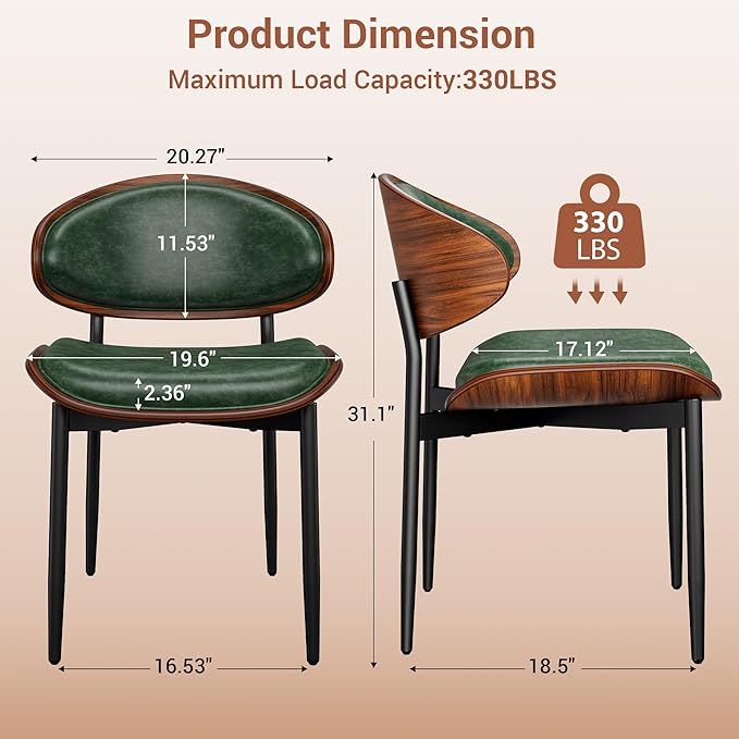 YaFiti Dining Chairs Set of 4, Dining Room and Kitchen Chairs, Mid Century - Image 2