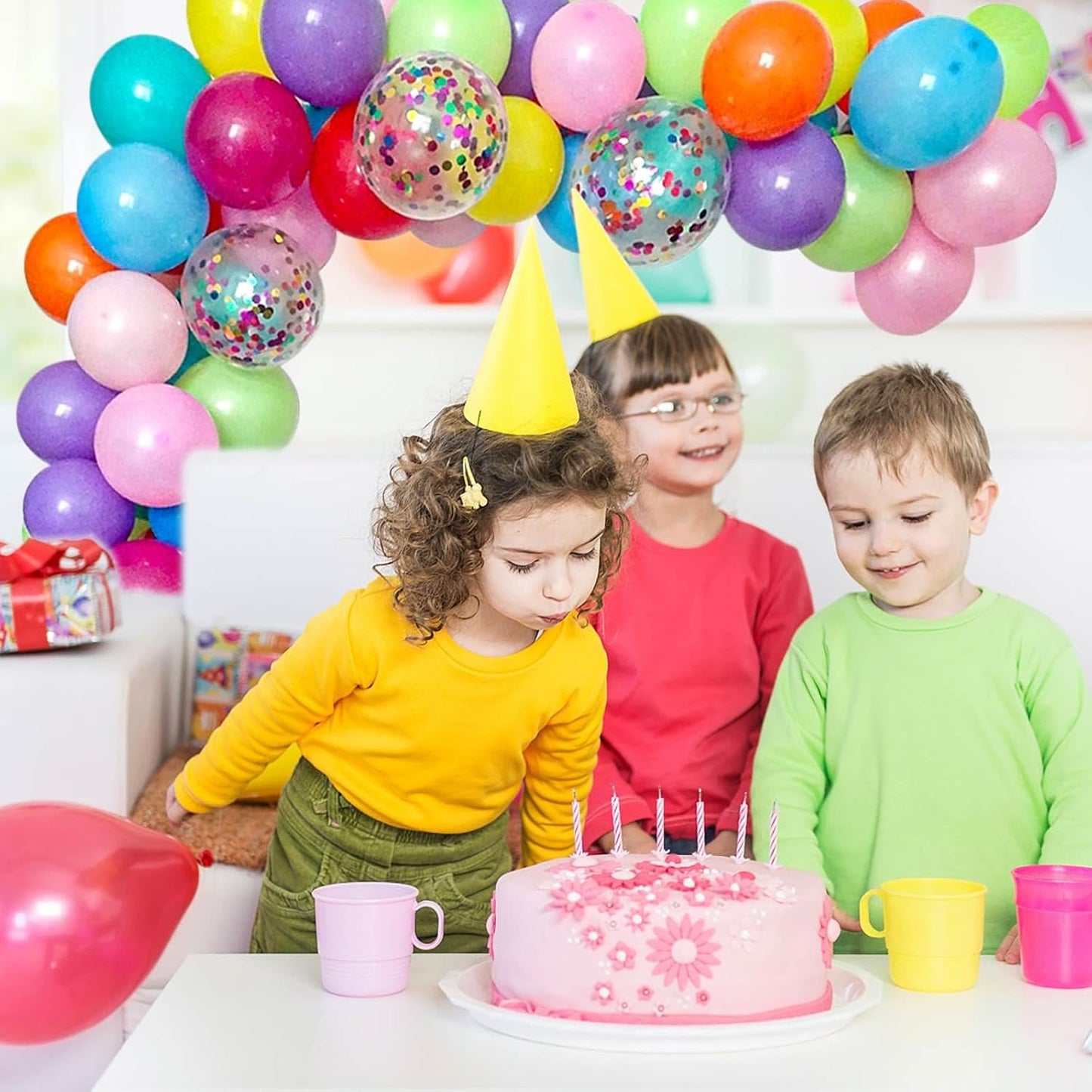 DIY Balloon Arch & Garland Kit, 113Pcs Party Balloons Decoration Set, Colorful Confetti Balloons & Colorful Latex Balloons for Baby Shower, Wedding, Birthday, Graduation, Anniversary Organic Party