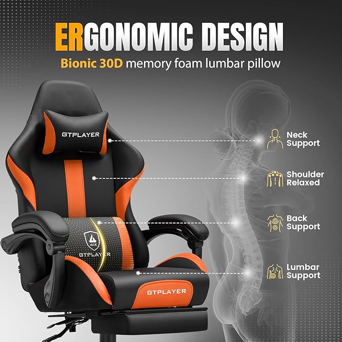 GTPLAYER Gaming Chair with Pocket Spring Cushion, Leather Office Chair with - Image 5