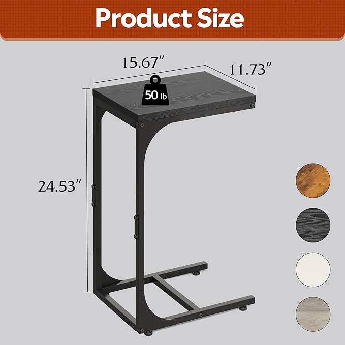 WLIVE C Shaped End Table, Small Couch Side Tables - Image 3