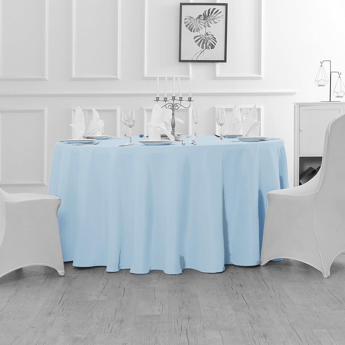 Fokitut 6 Pack Round Tablecloth, 70 Inch, Stain Resistant and Wrinkle Polyester Table Cloth, Fabric Table Cover for Kitchen Dining, Wedding, Party, Holiday Dinner-Blue Mist