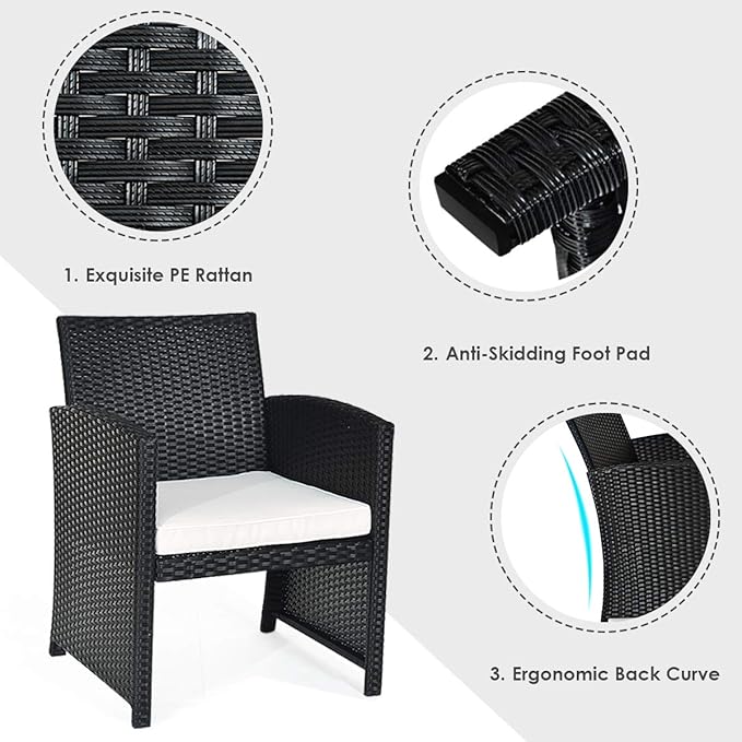 Tangkula Patio Wicker Conversation Furniture Set, Patiojoy Sofa & Table Set w/4 - Image 7