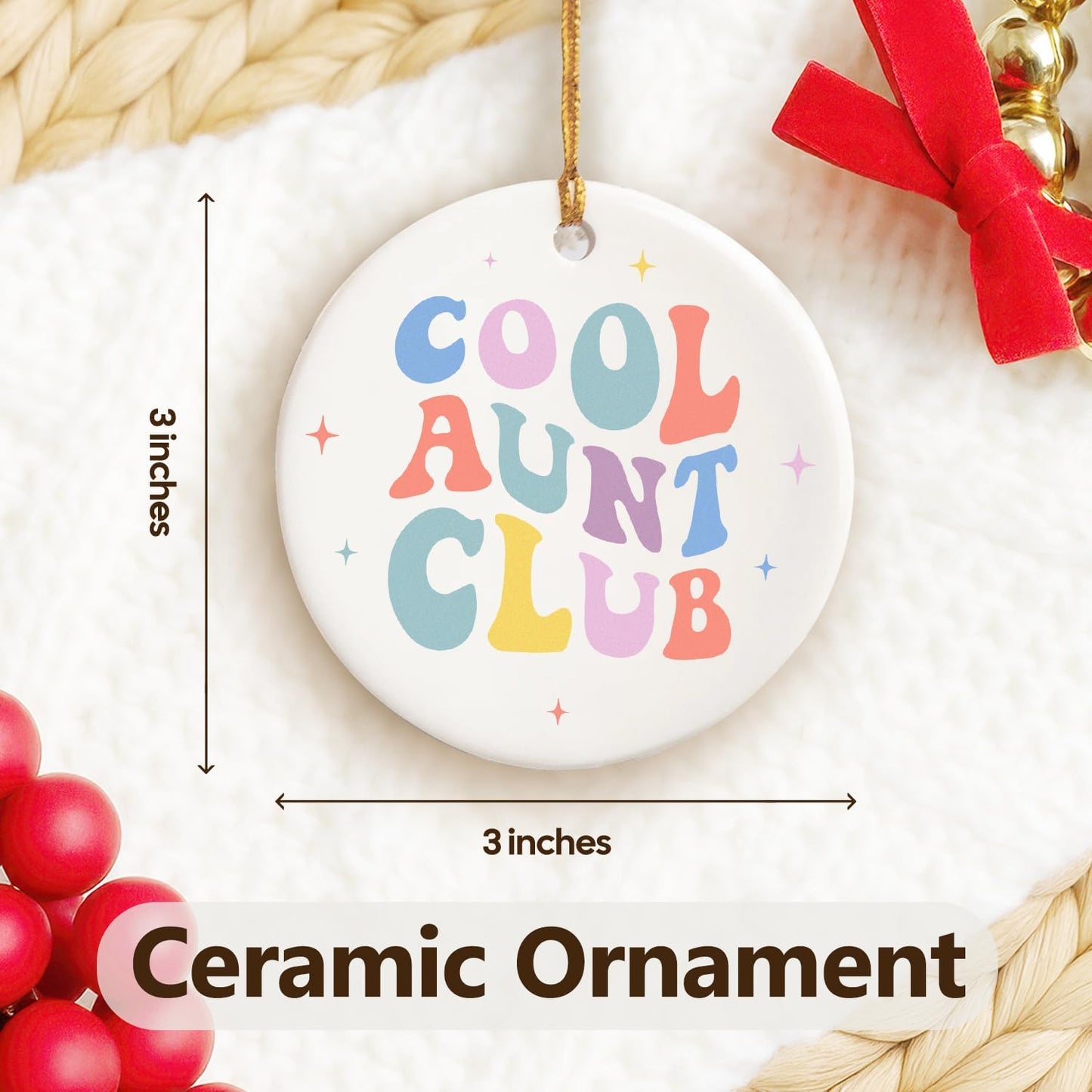 NewEleven Gifts for Aunt from Niece, Nephew for Auntie, Sister - Auntie Announcement, Promoted to Aunt, Best Aunts Ever Gift - Christmas Tree Decoration Ceramic Ornament