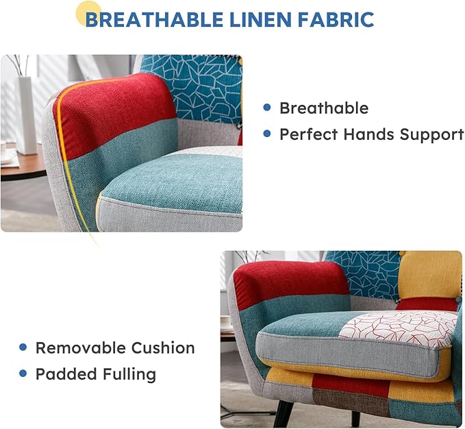 Bonzy Home Modern Colorful 4 Piece Coroful Fabric Sofa Set, Included 2 Accent - Image 3
