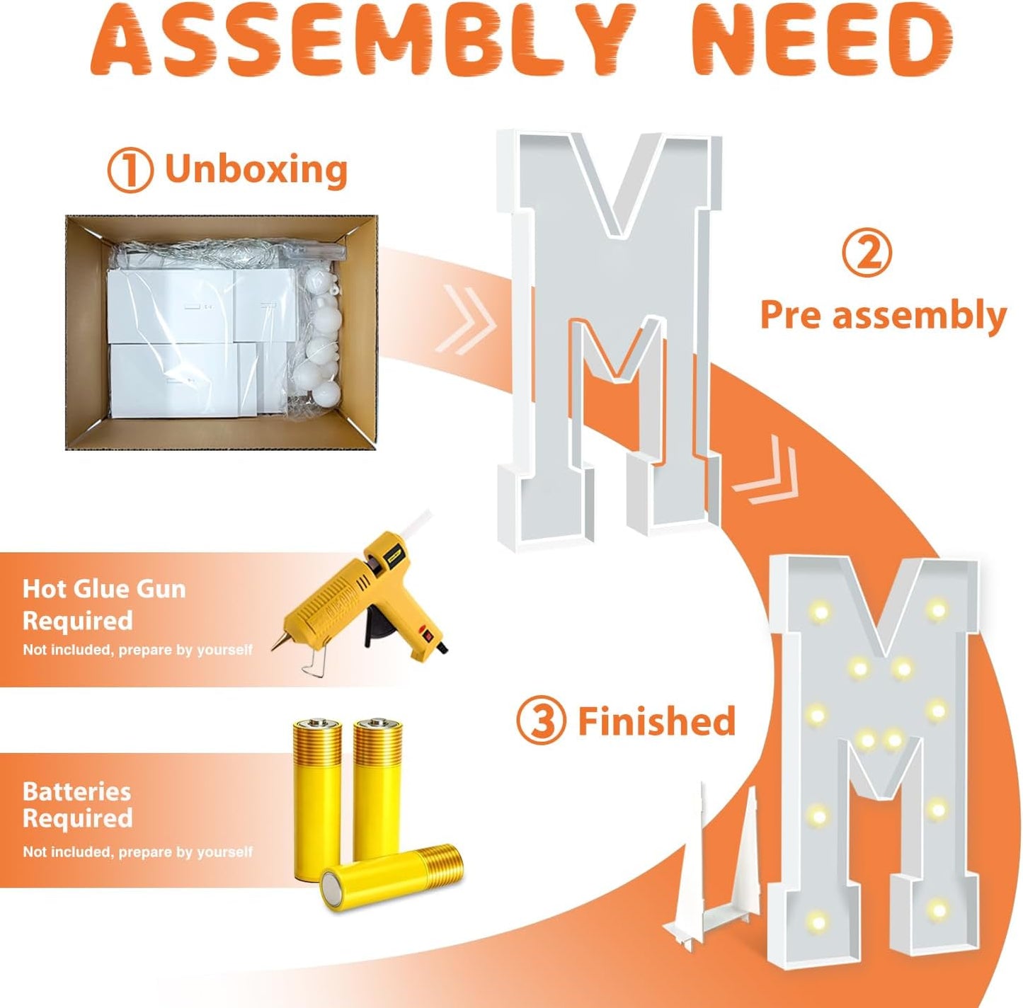 4FT Marquee Light Up Letters, Warm White Light Up Letter M, Large Marquee Letter Marry Me Sign for Birthday Party Decorations Wedding Proposal Decor