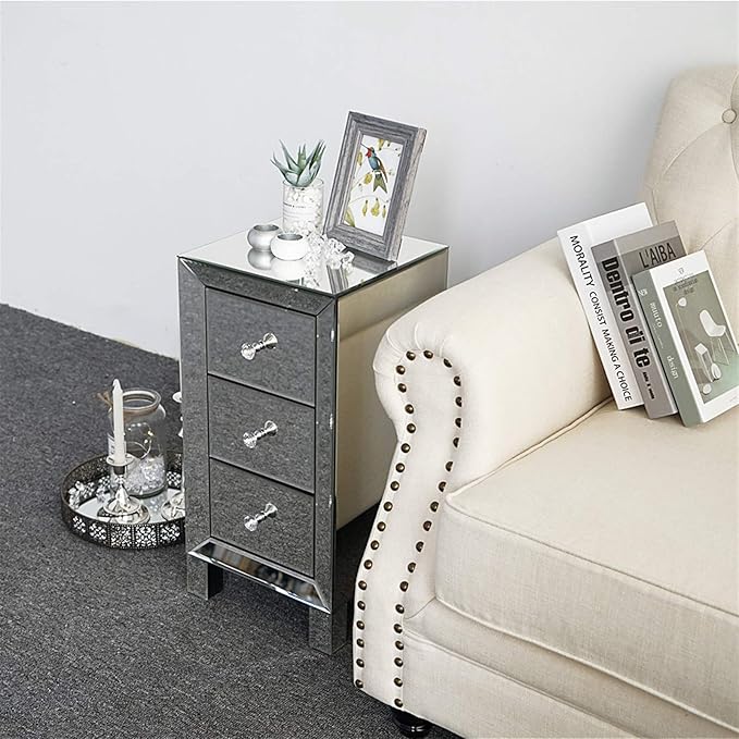 Mirrored End Table Modern Small Sofa Corner Table - Image 3