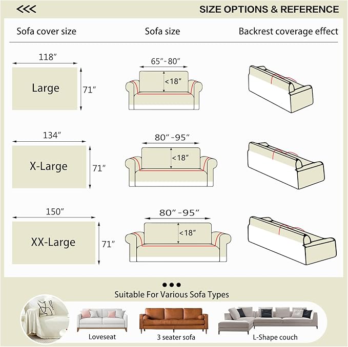 DREAMINGO Modern Minimalism Cream White Couch Cover Sectional Sofa Covers - Image 2