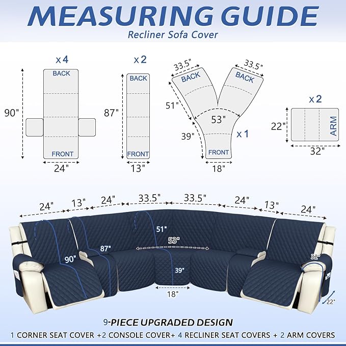 Arfntevss Recliner Sectional Couch Covers 1OO% Waterproof L Shape Sofa Cover - Image 2