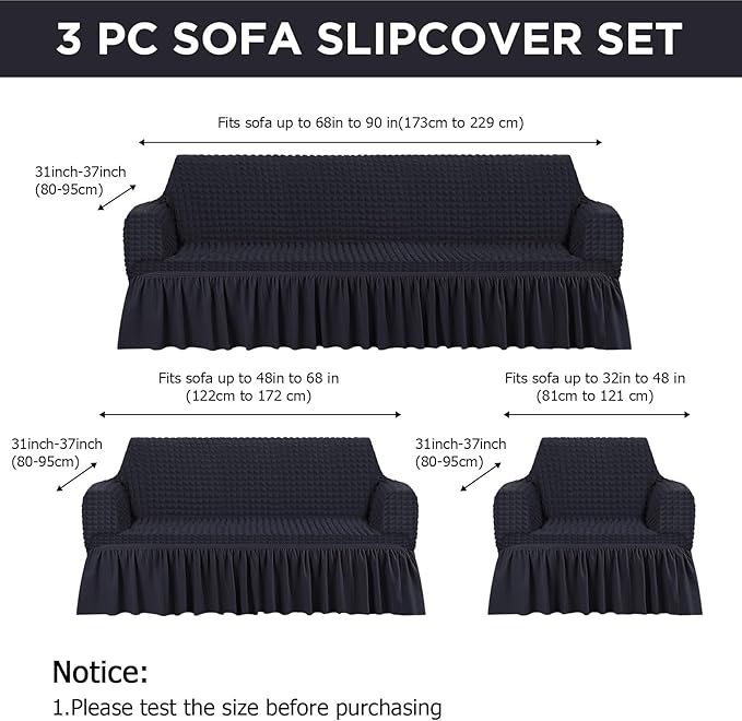 Fanfanwin 3 Pcs Sofa Slipcover Set - Image 2