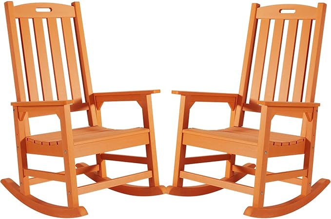 Psilvam Oversized Outdoor Rocking Chair Set of 2, HDPE Porch Rocker by PsilvamGardenFurniture