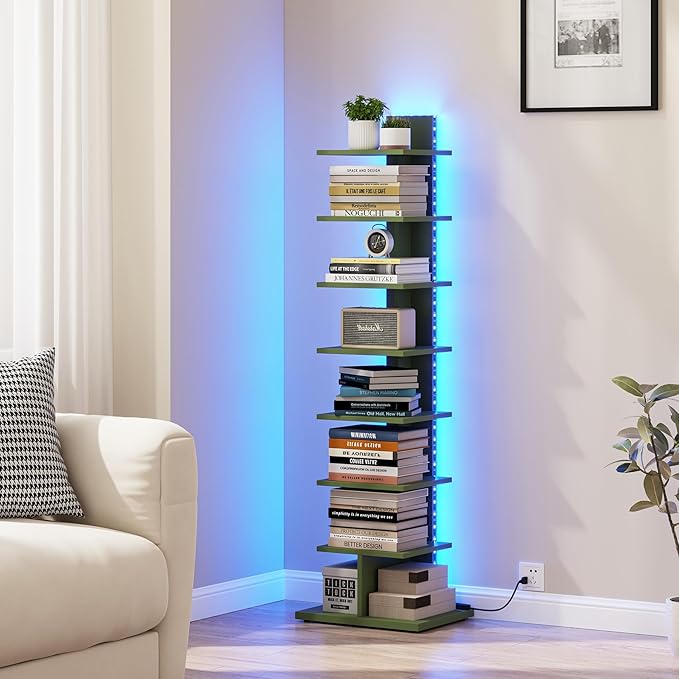TUTOTAK Narrow Bookshelf, 8-Tier Bookcase - Image 3