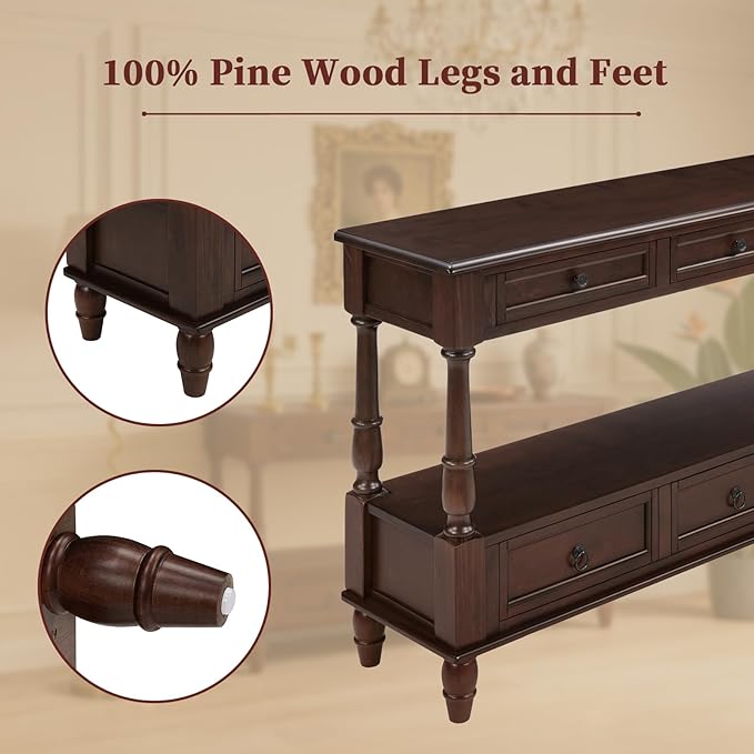 Vintage Solid Wood Console Table - Image 3
