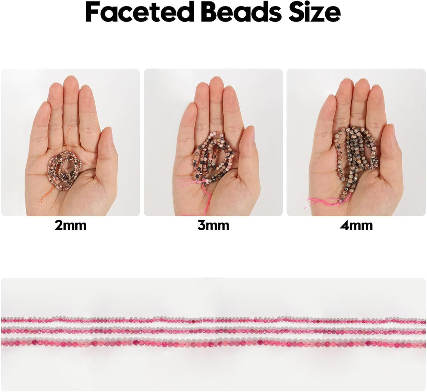 Song Xi 120pcs 3mm Natural Pink Tourmaline Gemstone Beads Faceted Round Loose Stone Beads for Jewelry Making