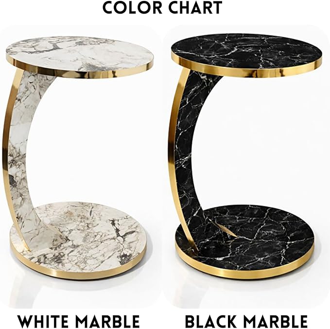 Luxury C Shaped Golden Effect Side Table - Image 5