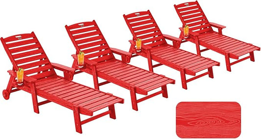 Patio Chaise Lounge Chair Set of 4, Oversize Lounge Chairs by Serique
