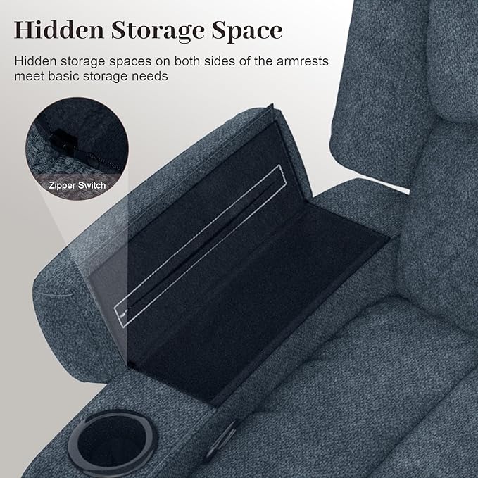 Yolsali Manual Reclining Sectional Sofa Set, 7 Seats Soft Fabric Recliner - Image 7