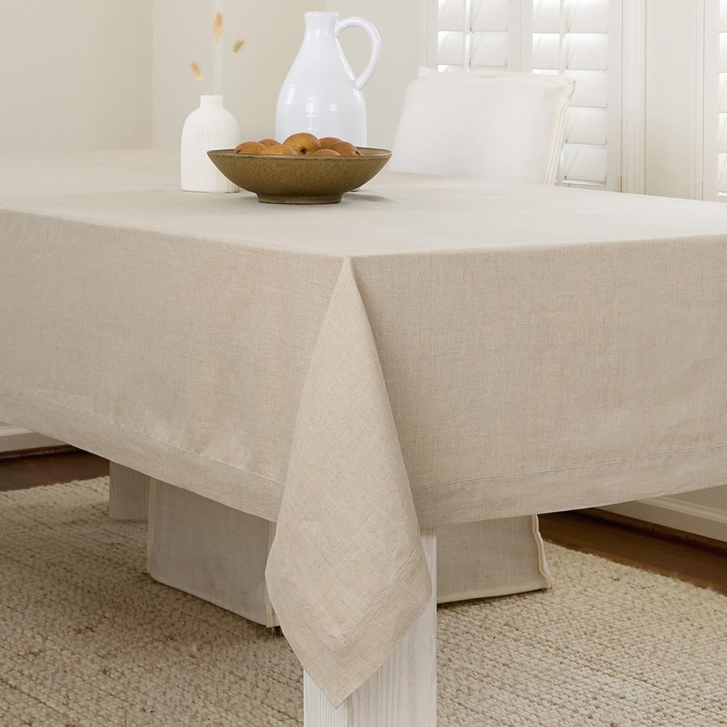 Solino Home Natural Linen Tablecloth 60 x 144 Inch - 100% Pure Linen Table Cloth for Rectangle Tables - Fete, Machine Washable Tablecloth for Fall, Autumn, Thanksgiving, Christmas, Holiday