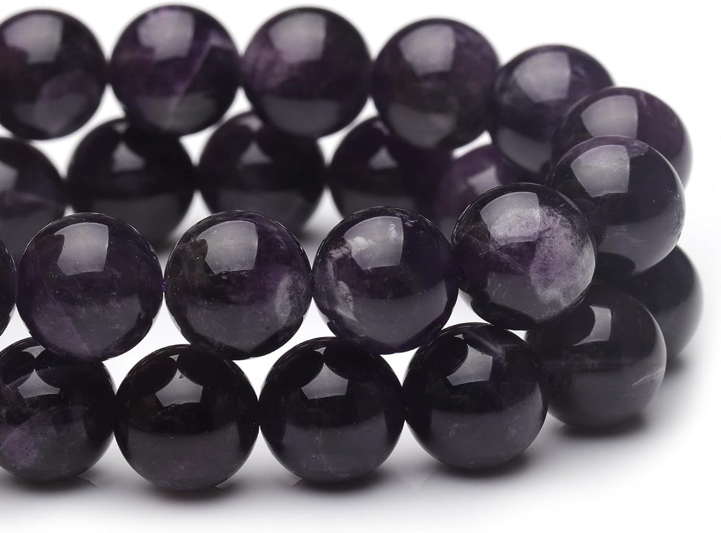 8mm Natural Crystal Beads for Jewelry Making,Amethyst Polished Smooth Round Gemstone Beads for Bracelet Necklace 15 Inch