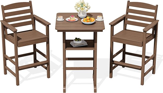 SERWALL Balcony Adirondack Chairs and Table 3 Pieces Set, Oversize Adirondack - Image 8
