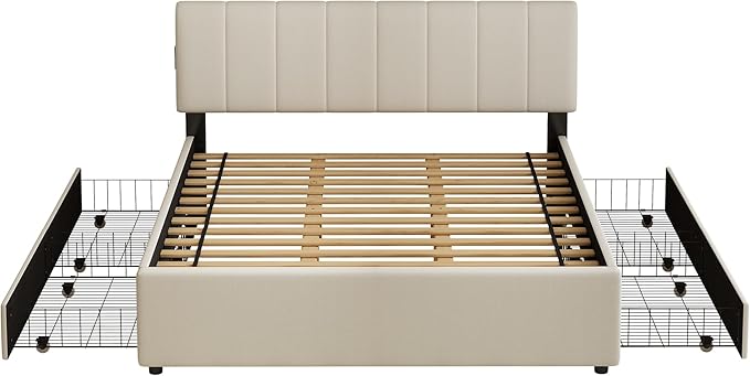 King Size Upholstered Platform Bed - Image 8