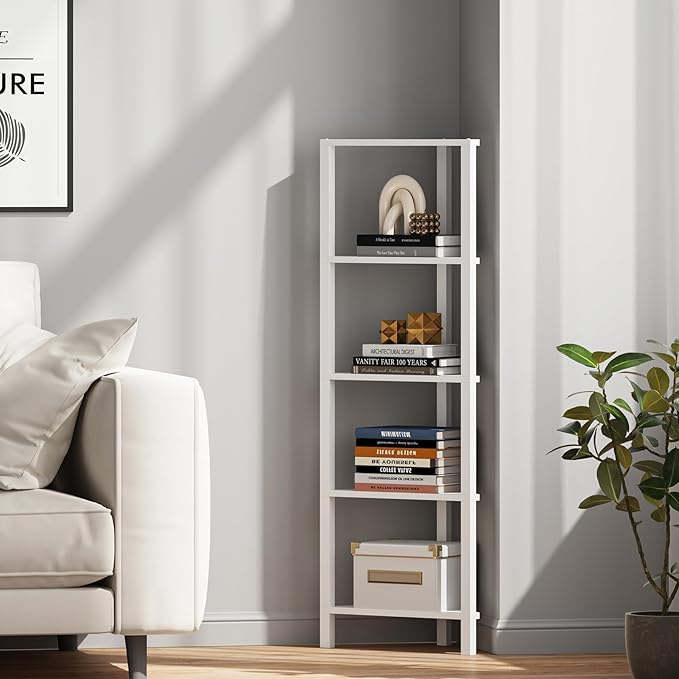 TUTOTAK Corner Shelf, 5-Tier Corner Bookshelf - Image 4