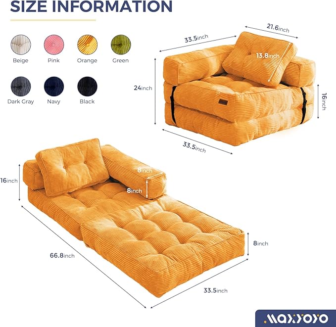 MAXYOYO Folding Sofa Bed, L-Shaped Convertible Sofa Bed Foldable Sleeper - Image 2