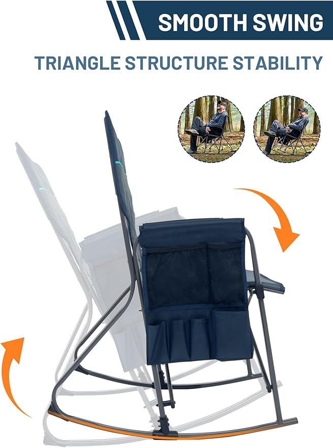 Timber Ridge Folding Oversized Rocking Camping Chair, 400lbs Capacity Portable - Image 6