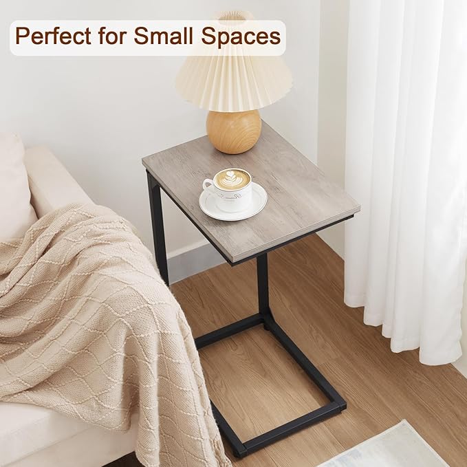 AMHANCIBLE C Shaped End Table, Slide Under Couch Table - Image 8