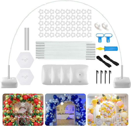 Paready White Balloon Arch Stand Kit, Adjustable Balloon Stand Arch for Floor Garden Arbors, Balloons Arch Kit with Base Support Stands for Birthday Wedding Graduation Baby Shower Photo Backdrop