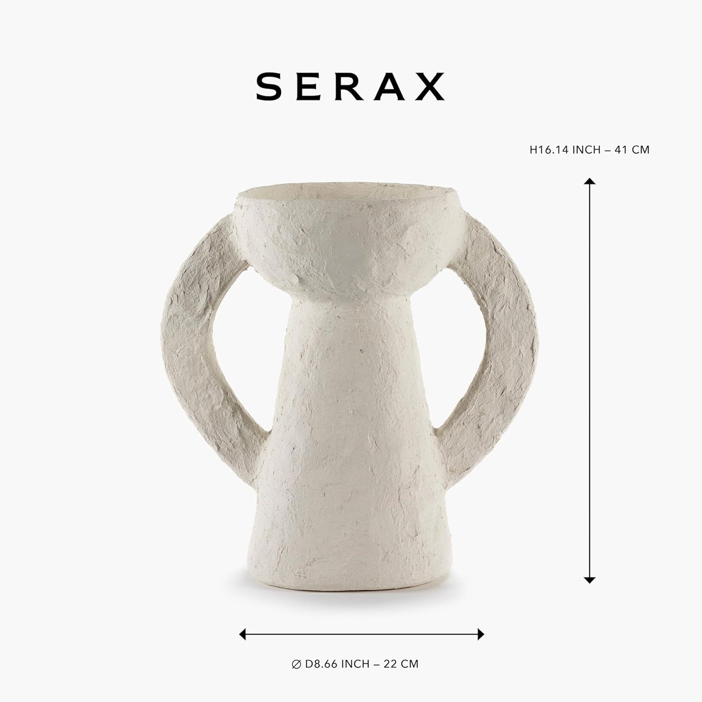 Serax Decorative Vase with Handles | Earth interior accessories by Marie Michielssen | White Paper Mache Home Decor Living Room on Coffee Table | Kitchen Decorations | Entryway Table Decor Shelf Pot L