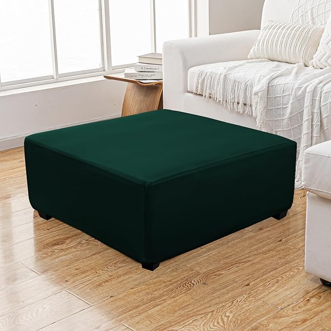 Super Stretch 40x40x15 inch Square Ottoman Cover- Soft Form Fit Ottoman Cover - Image 2