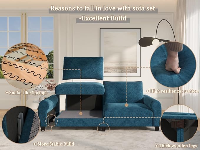 EASE MOOSE 70.6" Velvet Loveseat Sofa, Soft Deep Seat Couches - Image 9