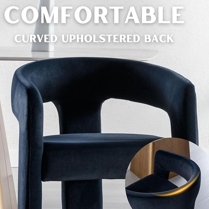 RIVOVA Modern Barrel Dining Chair, Velvet Upholstered Accent Side Chair - Image 4