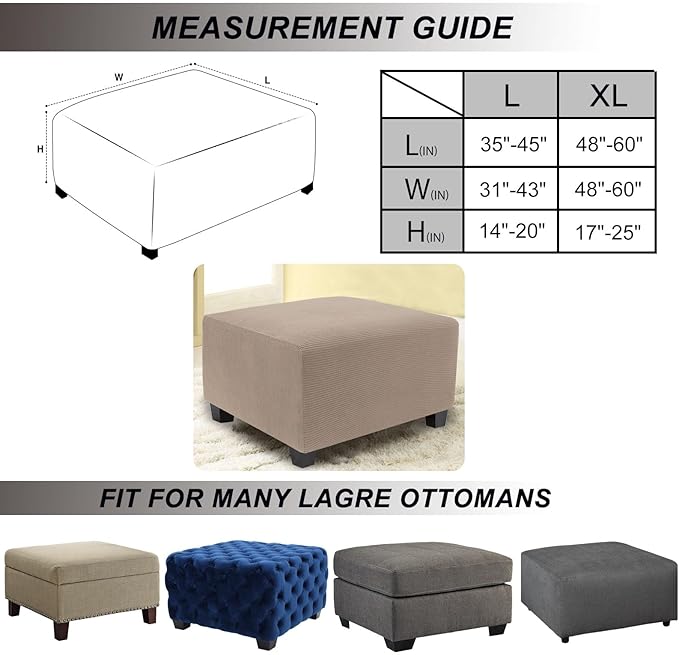 NeColorLife Stretch Ottoman Cover Square Soft Knitted Jacquard Washable Thick - Image 4
