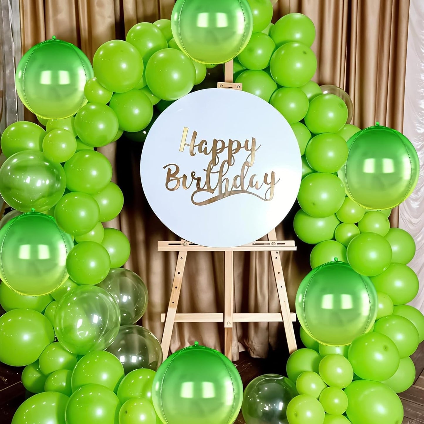 6Pcs Gradient Green Round Foil Balloons,Giant 4D Round Ball Balloon,22 Inch Green Balloons for Birthday Wedding Graduation Prom Party Decorations