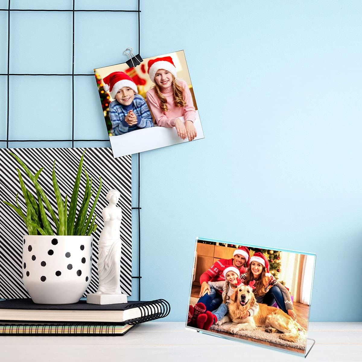 NIUBEE Slanted Back Acrylic Sign Holder 6 x 4 Inches, Clear Plastic Sign Holder Paper Display Table Stand for Office, Store, Restaurant -Horizontal (6 Pack)