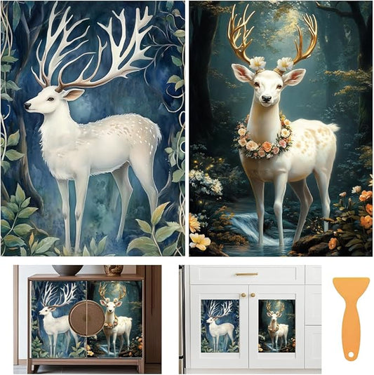 6 Sheets Forest Deer Rub on Transfers by BEUNITONE