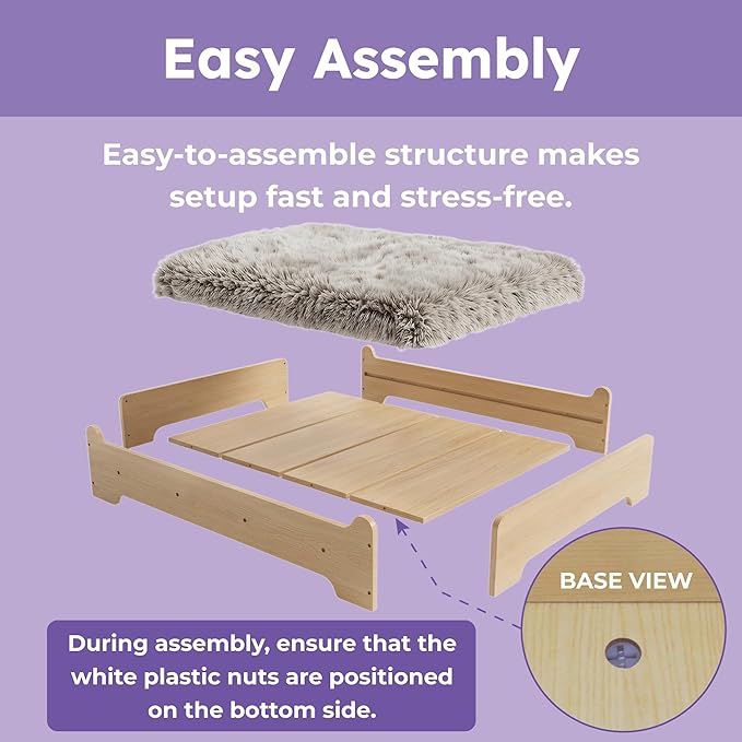 Elevated Wooden Dog Bed with Supportive Cushion & Washable Cover, Sturdy - Image 6