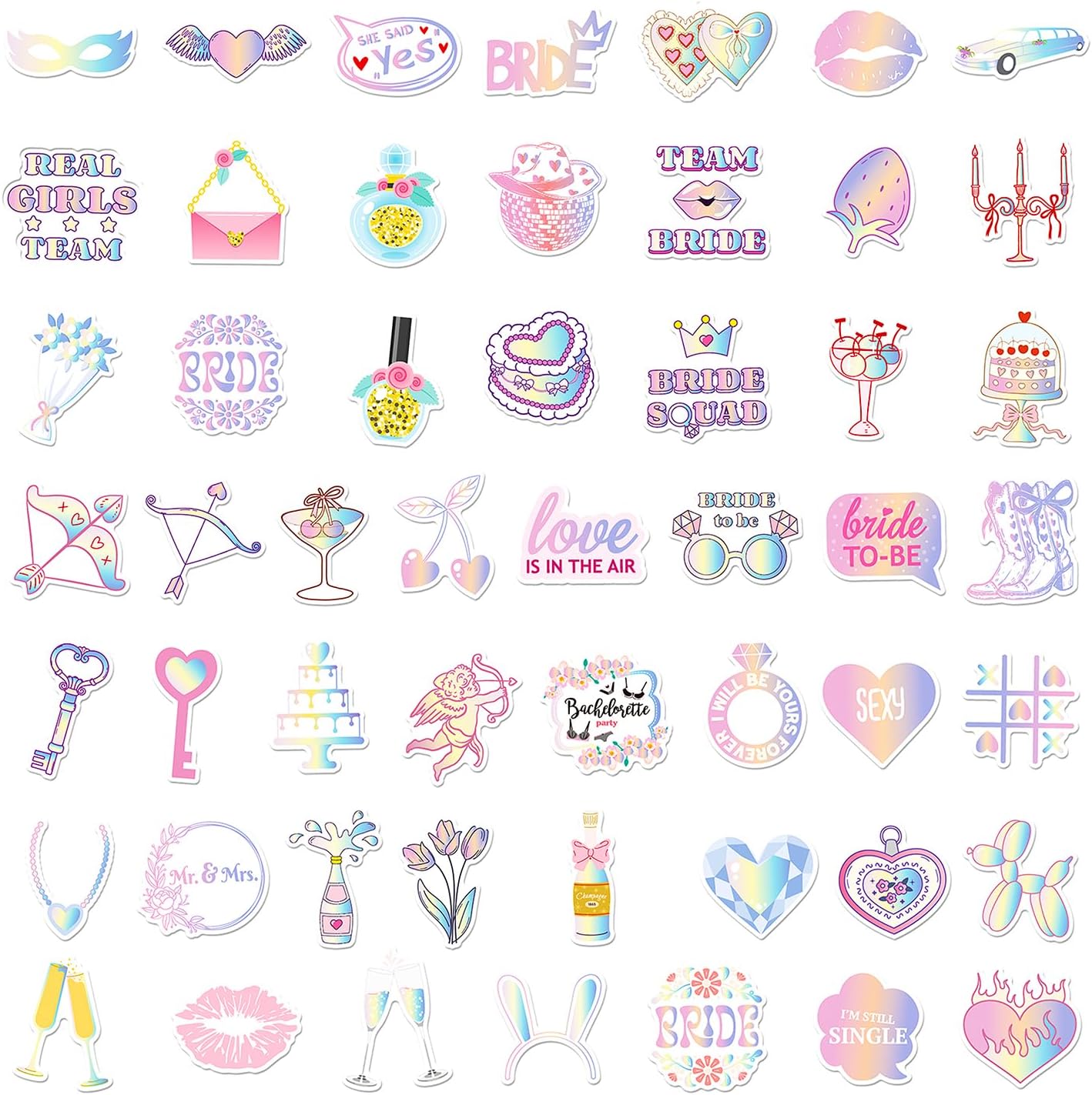 100pcs Bachelorette Theme Waterproof Vinyl Stickers - Bachelorette Decor & Party Favors, Bridesmaid Favor + Bride to Be