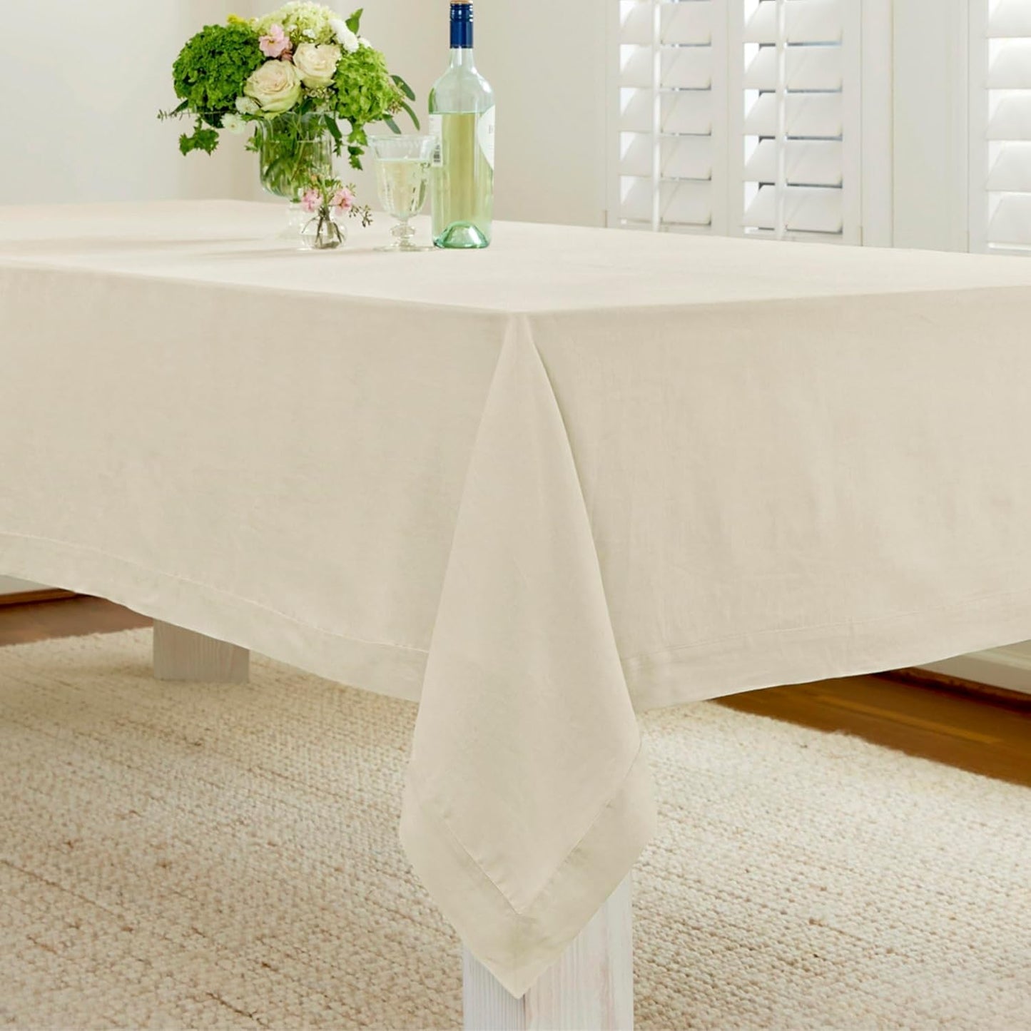 Solino Home Linen Tablecloth for Rectangle Tables 60 x 90 Inch - 100% Pure Linen Birch Table Cloth - Fete, Machine Washable Cloth Tablecloth for Fall, Autumn, Thanksgiving