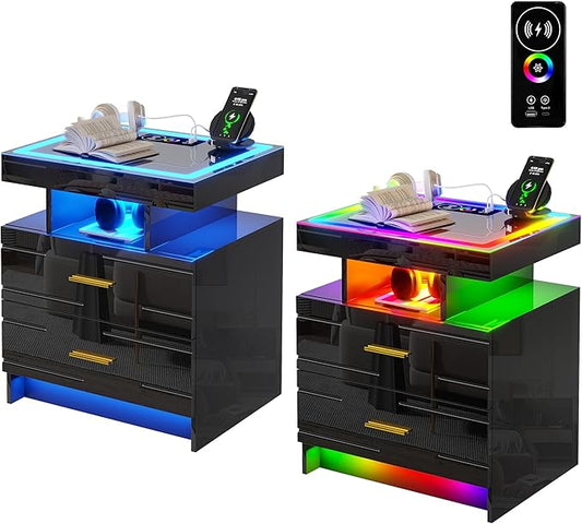 HNEBC LED Nightstand Set of 2 by HNEBC