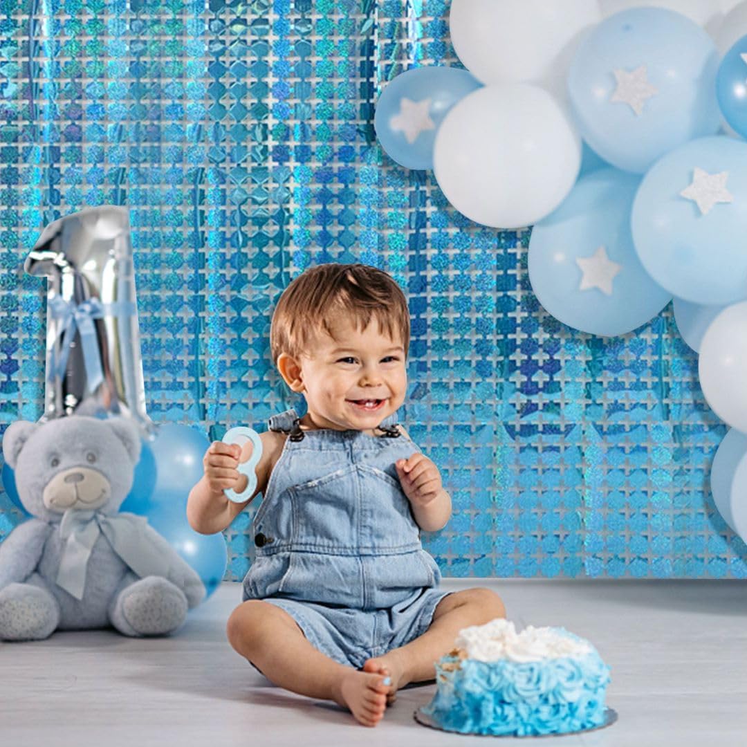 Frozen Birthday Party Decorations 10pcs Glitter Foil Fringe Curtain Party Decor Blue Photo Booth Backdrop Streamers for Halloween, Christmas, Birthday, Graduation, Wedding Party Decorations