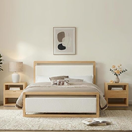 KISLOT 3 Pieces Bedroom Set, Wood Bed Frame by Kislot