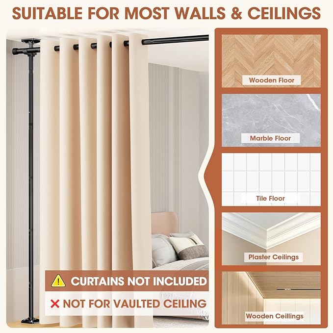 SUNALLY Room Divider Curtain Rod, No Drilling Room Separator - Image 4