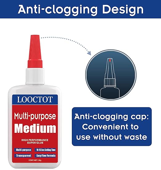 LOOCTOT 60g Medium CA Glue Premium Adhesive. All Purpose, Quick Drying Super - Image 2
