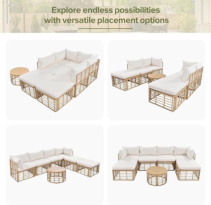 7 Pieces Outdoor Patio Furniture Sectional Sofa Set - Image 6