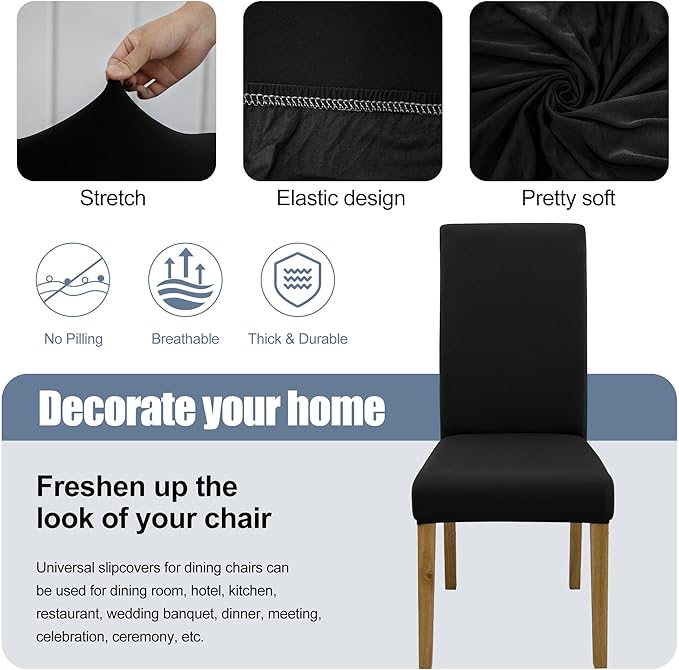 BIETYONE Stretch Dining Chair Covers Set of 8, Soft Removable Washable Kitchen - Image 3