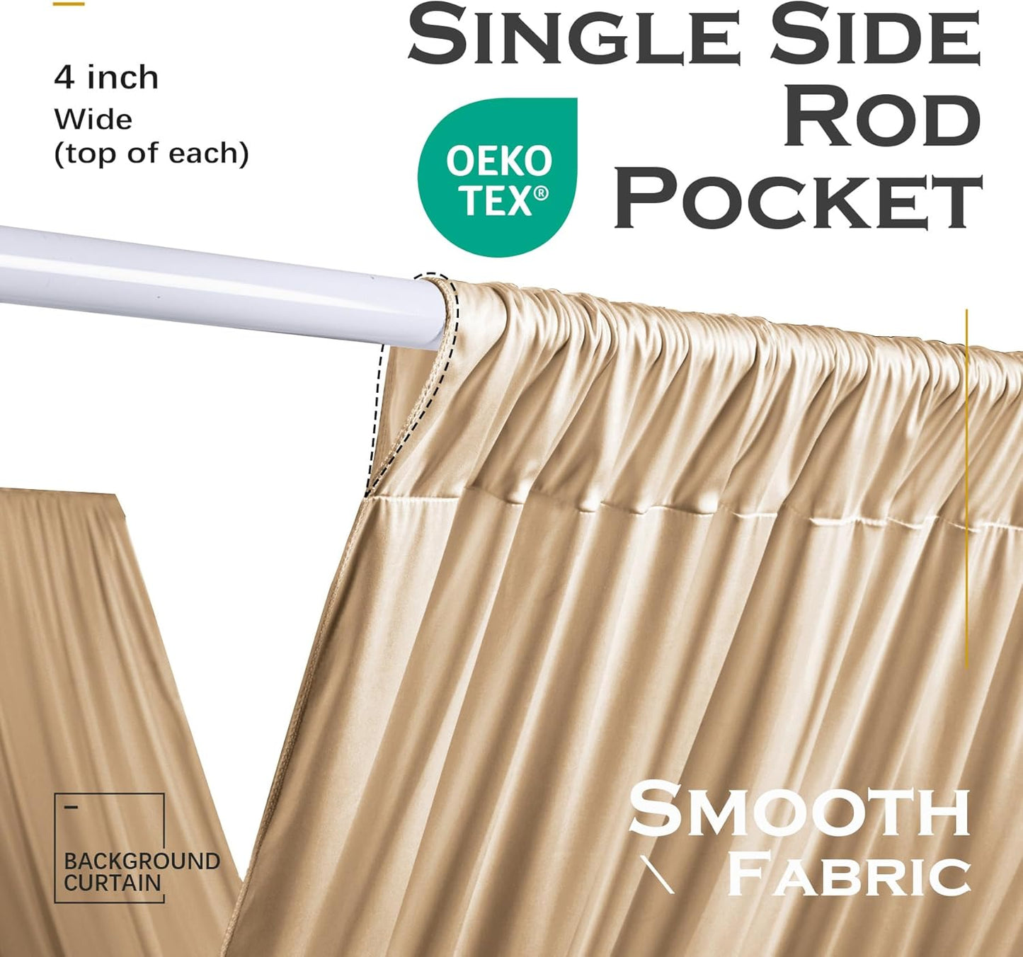 PartyVillage 20ftx40ft Beige Ceiling Curtain for Wedding Parties – 4 Panels Wrinkle-Free 40 FT Long Tent Draping Curtains for Wedding, Birthday & Theme Parties, 40ft Height with Rod Pocket