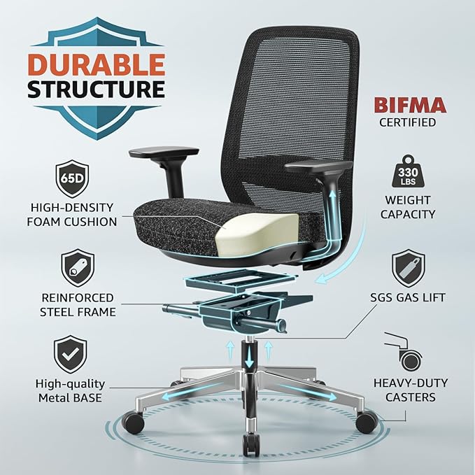 ErgoSift M2 Ergonomic Office Chair High Back Mesh Computer Desk Chair - Image 9